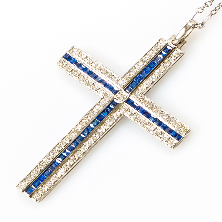 Sapphire Diamond Cross Pendant And Chain Fosters Jewellers - Antique Gold Cross Pendant Uk Sapphire Diamond Cross Pendant And Chain Fosters Jewellers - Antique Gold Cross Pendant Uk