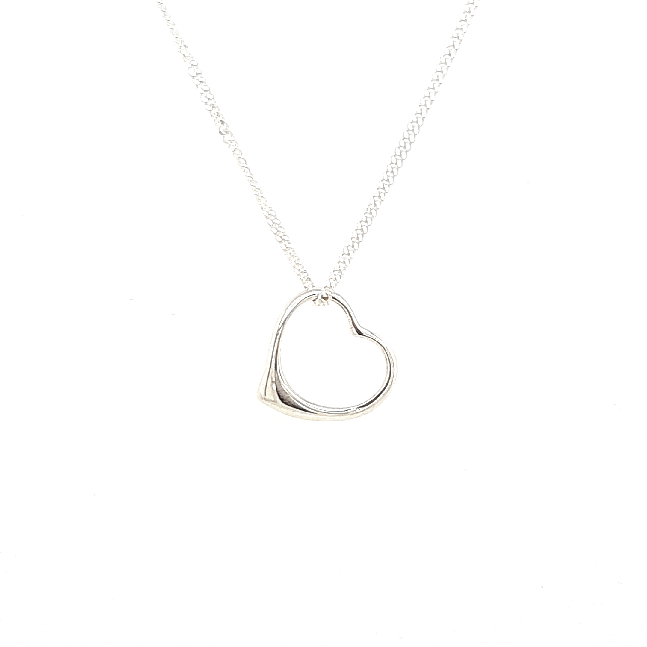 Silver open heart pendant and chain | Fosters Jewellers