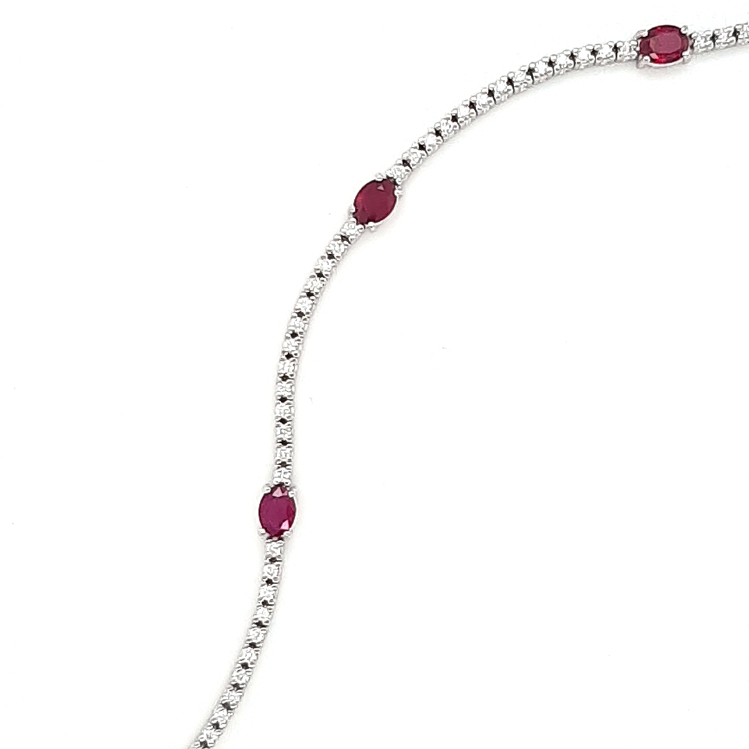 18ct White Gold Diamond and Ruby tennis bracelet | Fosters Jewellers