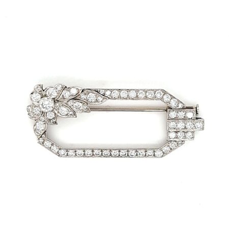 Art Deco 18ct White Gold Bow Brooch set with Diamonds (911U)