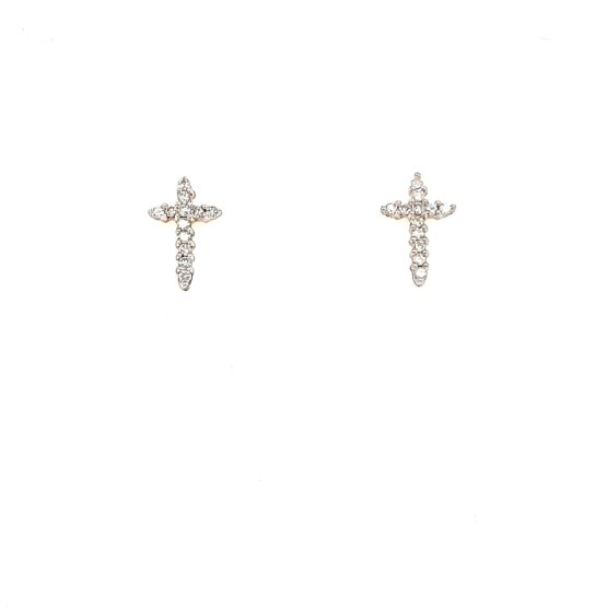 Gold Diamond cross stud earrings | Fosters Jewellers